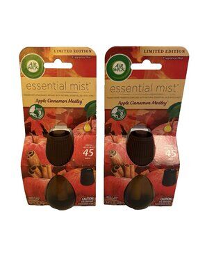 Air Wick Essential Mist Oils Diffuser Air Freshener Refills Apple Cinnamon 2 Ct